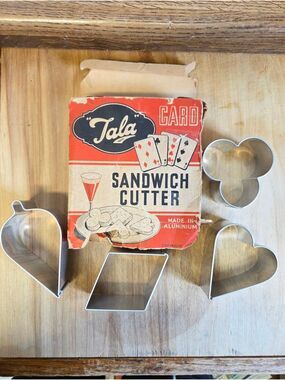 Vintage 50s Tala Card 4-Piece Aluminum Sandwich Cutter